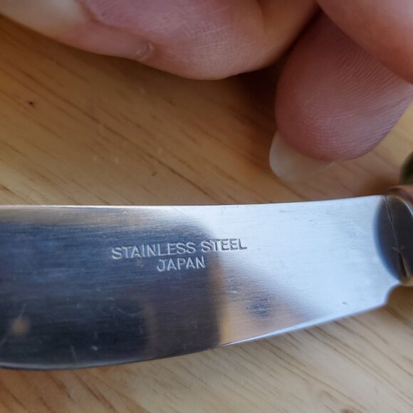 VTG Christmas Stainless Steel Cheese Spreader Set Ceramic Handles Japan 1960s - Picture 2 of 16